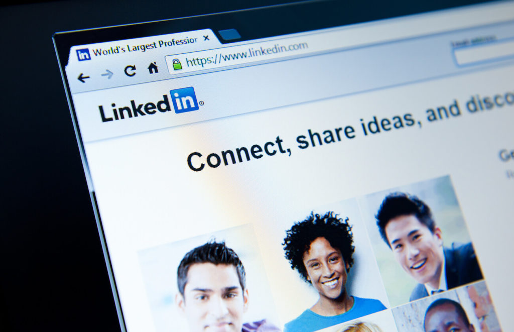 Image of the LinkedIn website homepage