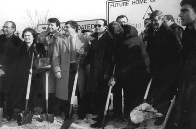 Historical photo of American National Bank's ground breaking ceremony
