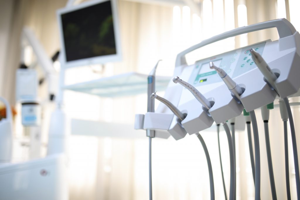 Dental tools in a modern dentist office