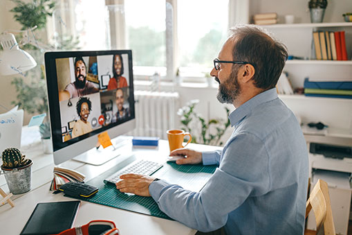 A middle-aged gentleman on a virtual video conference