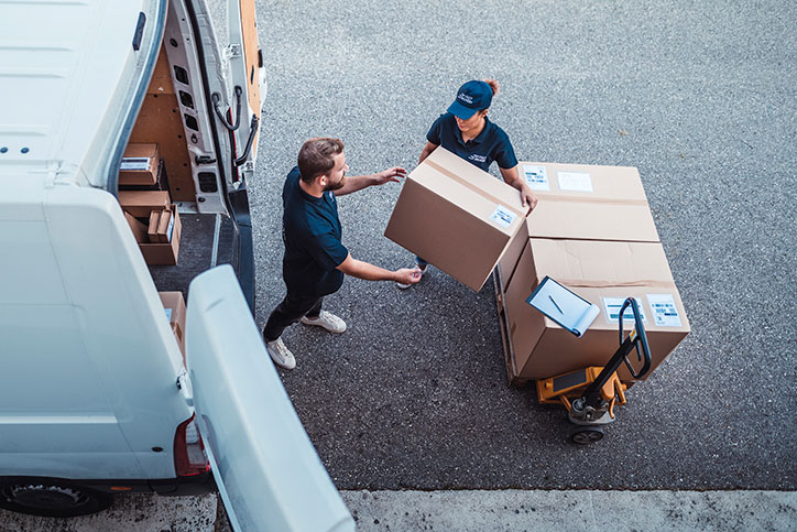 Shipping company delivering a package